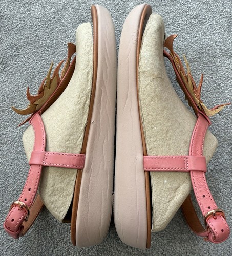 Sandalias Fitflop Tia Jewel Pluma Puntera Correa Trasera - Cuero Rosa Talla 5 - Imagen 5 de 10