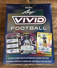 ‼️2024 Leaf Vivid Football Factory Sealed Hobby Box 5 Autographs Ships Fast