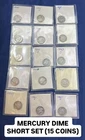1941 - 1945 P D S MERCURY HEAD SILVER DIME 15 COIN SET | LOT Z-330
