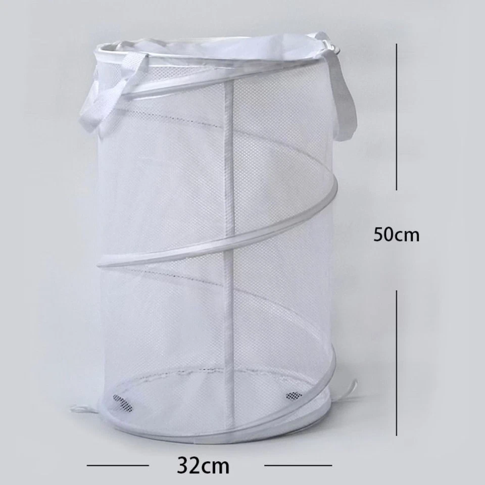 2Pcs Mesh Laundry Basket Round Clothes Hamper Laundry Hamper  College Dorm - Image 2 of 4
