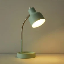  LED Desk Lamp with Catch-All Base & AC Outlet, Matte Mint Green