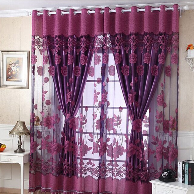 Luxurious Jacquard Window Curtains Burnout Tulle For Home Living Luxurious Jacquard Window Curtains