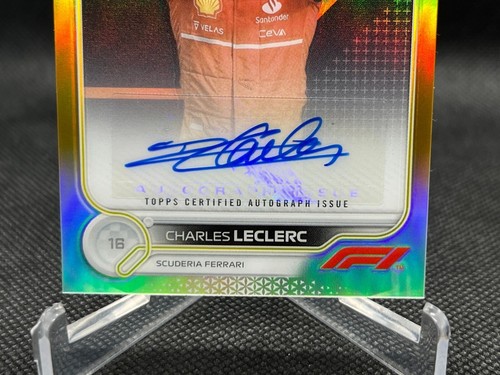 2022 Topps Chrome Formula 1 CHARLES LECLERC AUTO GOLD REFRACTOR 19/50 - Picture 4 of 6