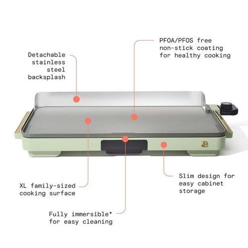 XL Electric Griddle 12"x22" Non-Stick Griddles Flat Top Indoor Grill Pans Green - Picture 4 of 8