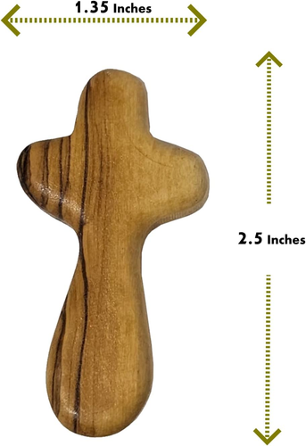 50 Small Olive Wood Hand Crosses - 2.5 Inch Pocket Palm Crucifix | Handmade Jeru - Picture 2 of 7