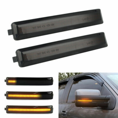 2Pcs Sequential Amber LED Side Mirror Turn Signal Lights Smoked 2Pcs Sequential Amber LED Side Mirror Turn Signal Lights Smoked