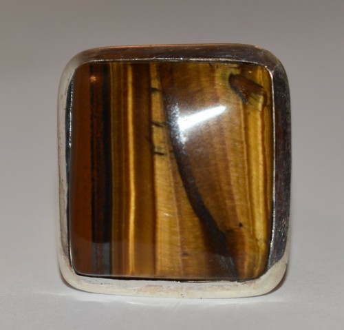 Tiger's Eye Ring Large Natural Large Gem 925 Sterling Silver Handmade Ring