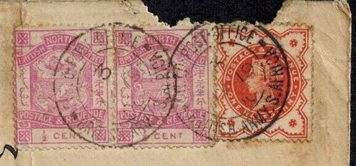 Francobolli Borneo settentrionale 1/2 centesimo su copertura usati in Sudafrica durante la guerra boera 1900 - Foto 2 di 3