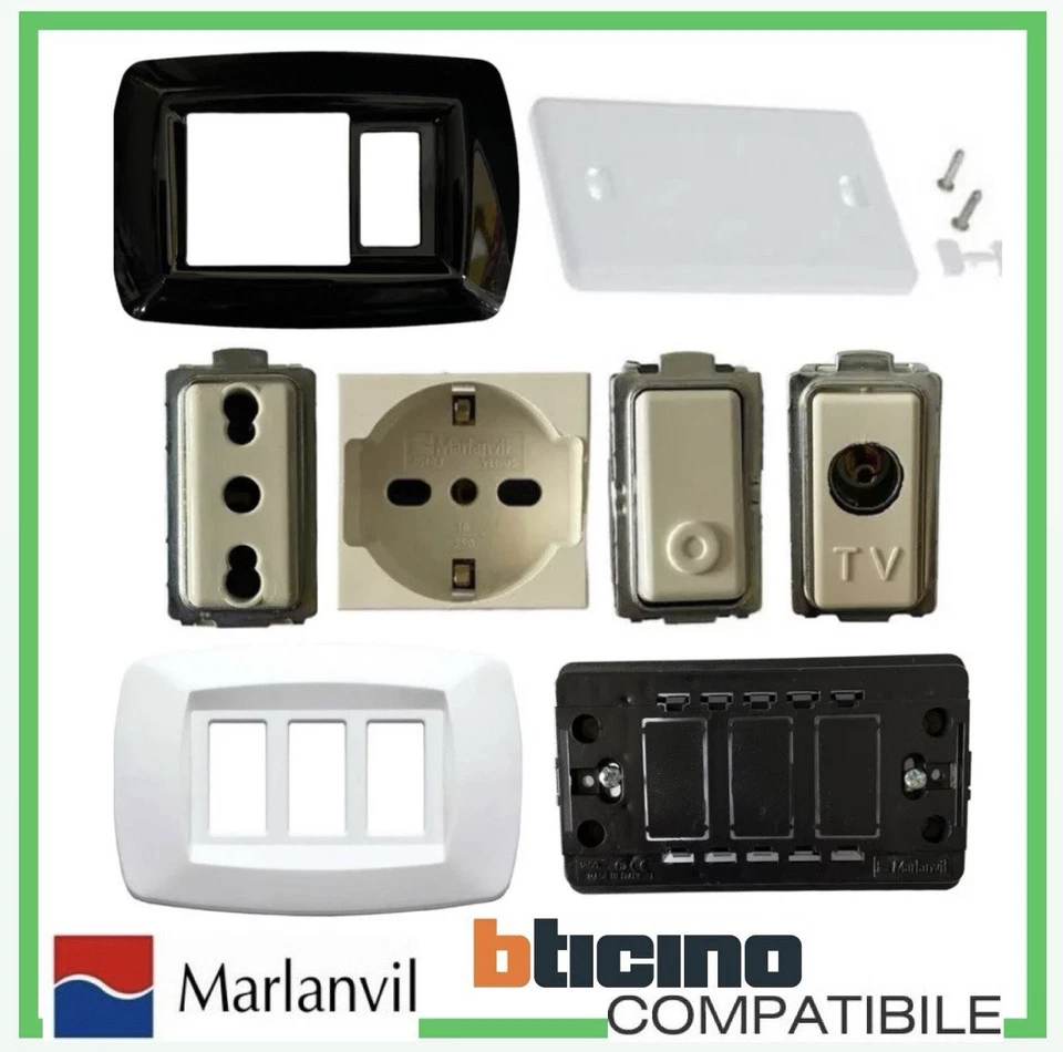 Bticino B ticino Magic Placca Presa Schuko placche compatibili MARLANVIL placca