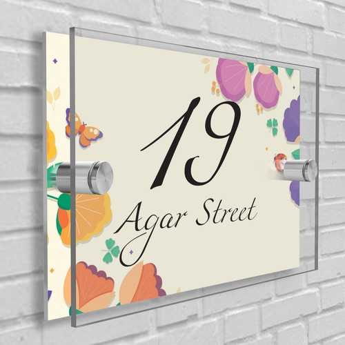 House Number Plaques Glass Effect Acrylic Signs Door Plate Name Wall Display - Picture 48 of 61