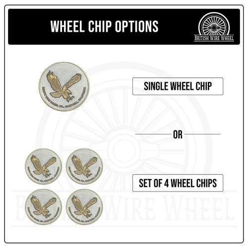 Zenith Gold & Chrome Metal Wire Wheel Chip Emblems, Size 2.25", Set or Single - Picture 2 of 21