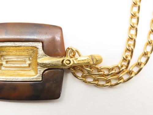 Krone Trifari braun geschnitzt Plexiglas Halskette Anhänger Ohrringe Set D2319 - Bild 14 von 18