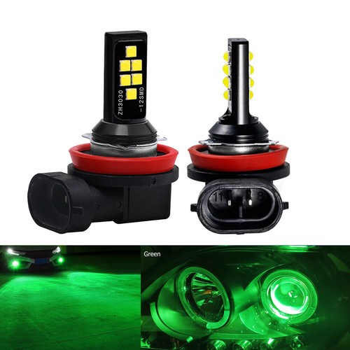 New 2x H11 Green LED Bulbs Bright Upgraded SMD 3030 Fog Light Direct Replacement - Picture 1 of 10