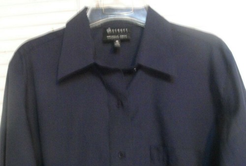 Women's "Foxcroft." Wrinkle Free, Classic Fit Blouse, Size 10, Dark Navy - Picture 2 of 5