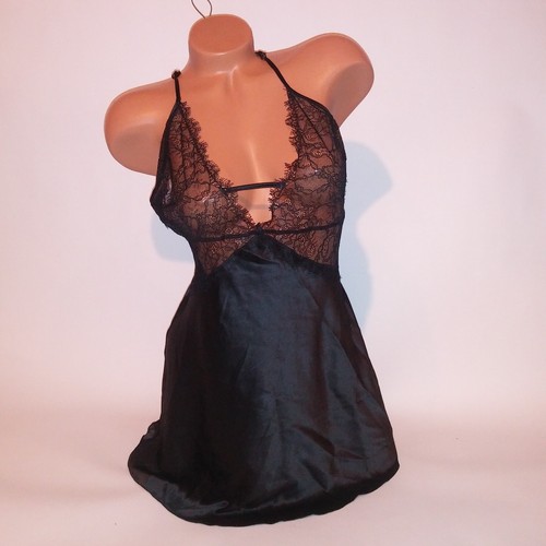 Victoria Secret Dessous Hemd Slip schwarz einfarbig Spitzenborte Luxus Kollektion Neu - Bild 8 von 12