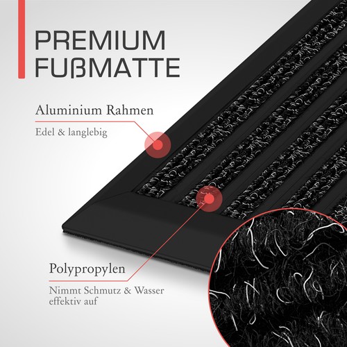Fußmatte Eingangsmatte Tür Fußabstreifer Außenmatte Rahmen 70x100 cm Anthrazit - Bild 2 von 7