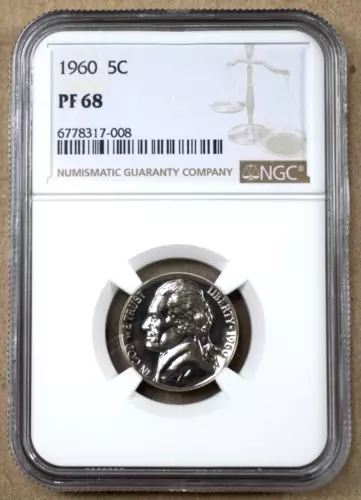 1960 PROOF JEFFERSON NICKEL NGC PF68 317008