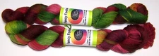 Two 2oz skeins Done Roving FANCY FOOTWORK merino/cashmere yarn AMERICAN BEAUTY
