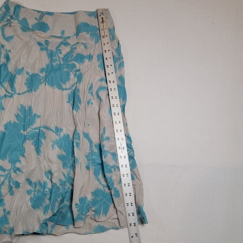 Alberta Ferretti Women's Silk Skirt Sz 4 Gray Blue Tropical Knee Length Side Zip - Picture 8 of 9