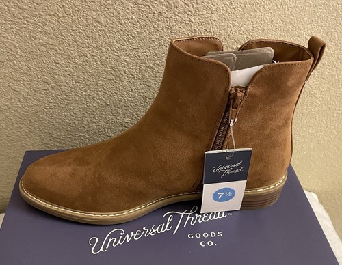 Universal Thread Botas Mujer 7-1/2 Brenna Botín Marrón Gamuza Cremallera NUEVO - Imagen 2 de 10