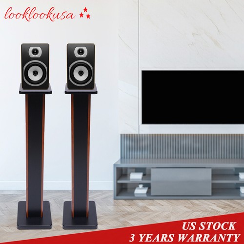 Bookshelf Floor Speaker Stands 1Pair Wood Column Home Theater Speaker Bookshelf - Picture 3 of 11