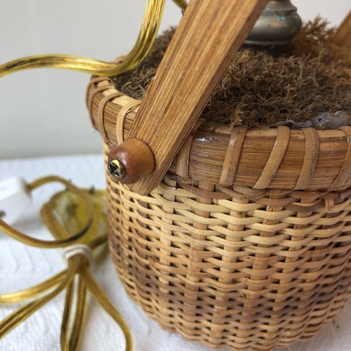 Nantucket Basket Vintage Nightlight Table Lamp Light Nautical Decor Handle - Picture 10 of 12