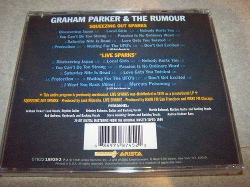 GRAHAM PARKER "SQEEZING OUT SPARKS" MIT BONUS LIVE VERSION - Bild 2 von 2