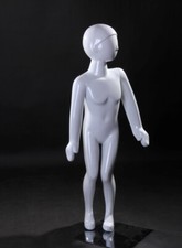 Toddler Abstract Fiberglass Glossy White Faceless Mannequin with Base