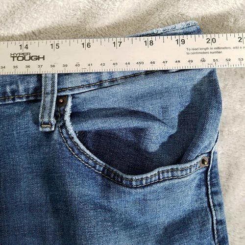 Jeans Wrangler da uomo 40x32 blu denim vestibilità regolare gamba dritta abbigliamento da lavoro - Foto 7 di 10