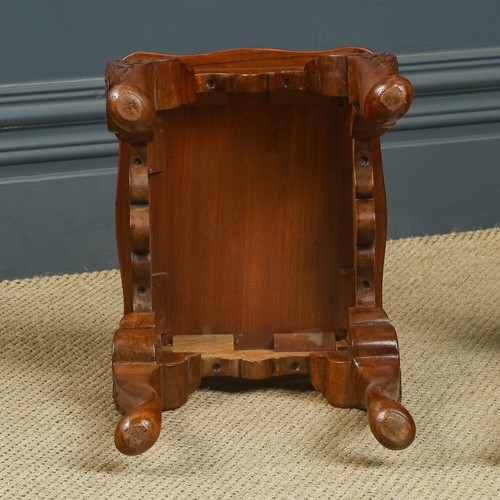 English Queen Anne Style Nest of 3 Carved Burr Walnut & Glass Coffee (C. 1920) - Picture 22 of 24