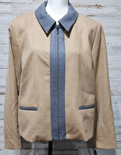 NUEVO PENDLETON Blazer Mujer 16 Tostado y Gris Forrado 100% Lana Virgen Nuevo con Etiquetas - Imagen 1 de 12