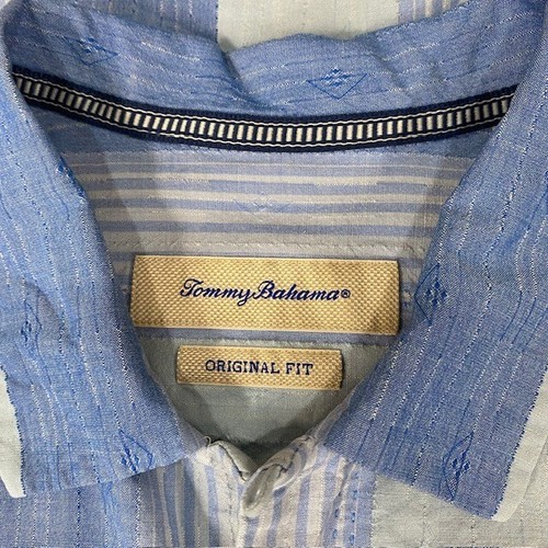 Tommy Bahama Striped Silk Short Sleeve Original Fit Shirt Button Up Sz Medium - Picture 3 of 11