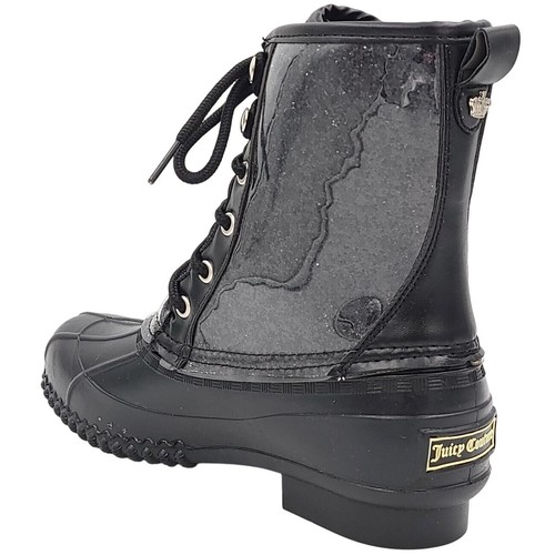 Juicy Couture Women Talos Duck Rain Boots Size US 6 Black Rubber / Glitter - Picture 3 of 7