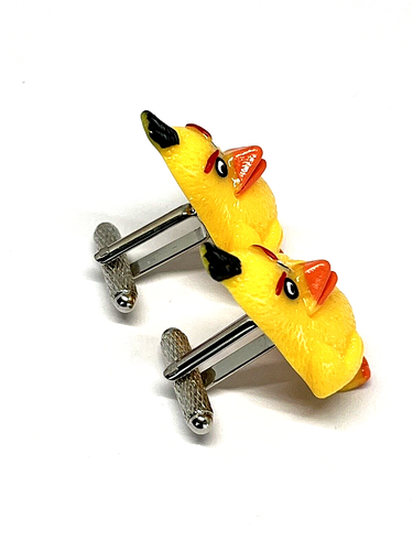 Handmade Chuck Bird Resin Cufflinks Silver Plated Knurl Toggles, Gift Boxed! - Picture 4 of 4