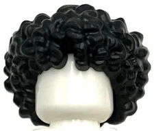 Lego New Black Minifigure Hair Bushy with Small Center Part Curly Wig Piece