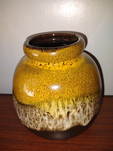 Jarrón Scheurich Keramik Fat Lava vintage años 60 jarra 284-19 Alemania Occidental 8" - Imagen 4 de 8