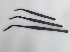 TWEEZERS MATT BLACK 8" or 10" or 12" CURVED FEEDING SPIDER  REPTILE  SNAKE  U.K.