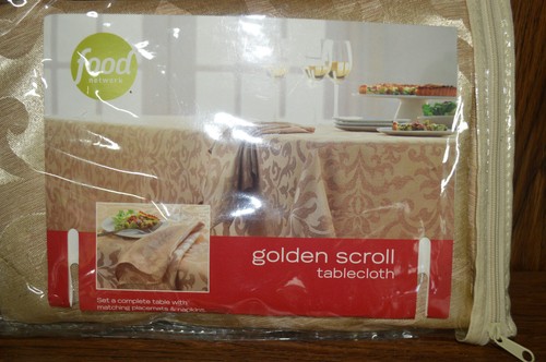 Food Network Tischdecke Gold Schnörkel Polyester 70" Rund NEU - Bild 2 von 5