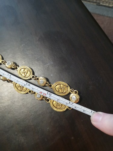 VTG Chanel Gold CC Coins & Crystals Necklace 32 in. - Picture 4 of 11