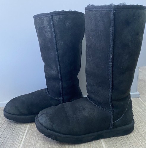 Botas UGG Australia Mujer’s 7 Negras CLASSIC TALL 5815 Cuero Superior/Piel de Oveja - Imagen 4 de 11
