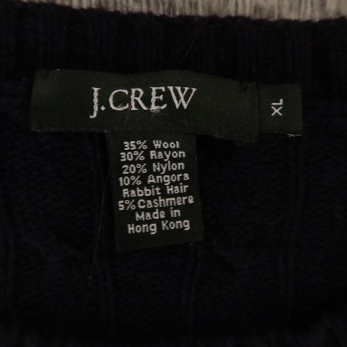 J Crew Sweater Mens XL Black Wool Nylon Angora Cashmere Ribbed Crew Neck - Picture 3 of 8