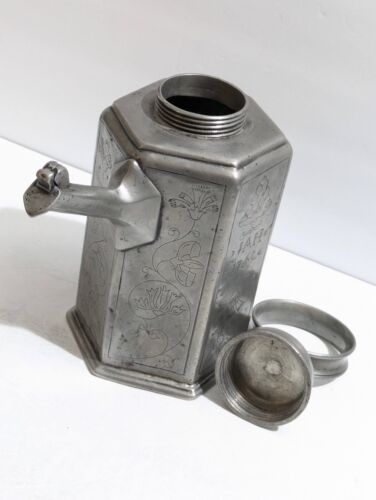 Stamped Zinn Engraved Pewter 1767 1769 Water Wine Jar Vessel Flagon Pitcher 12x8 - Picture 19 of 24