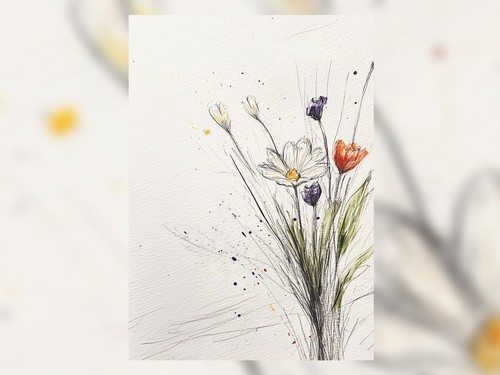 Delicate Botanical Illustration Print 5"x7" Matte Paper | Elegant Floral Art - Picture 4 of 7