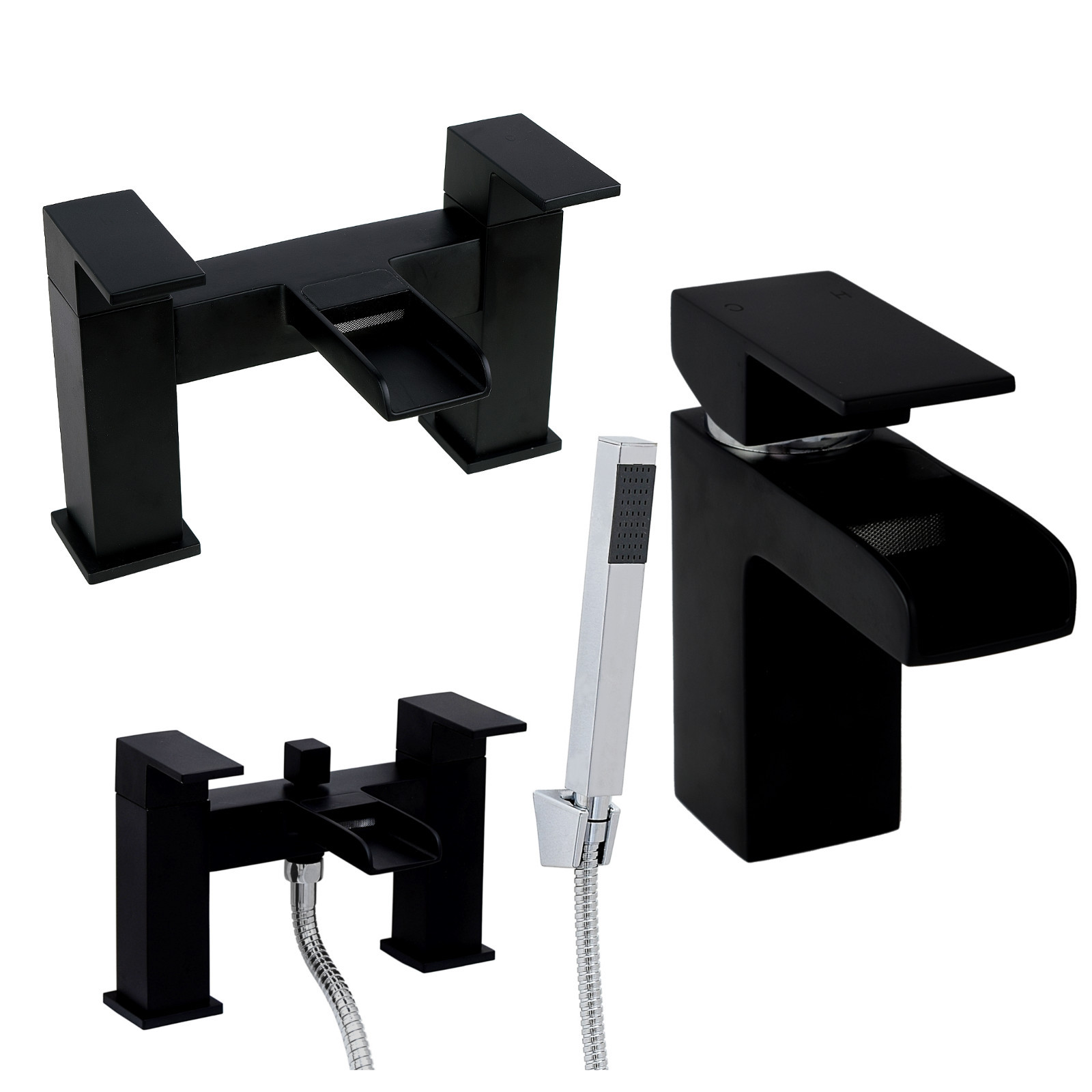 ENKI Miscelatore per lavabo rubinetto vasca bagno doccetta squadrato NERO KUBIX ENKI Miscelatore per lavabo rubinetto vasca bagno doccetta squadrato NERO KUBIX