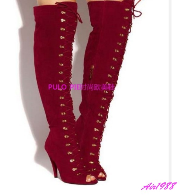 Vendaje Para Mujer Punta Abierta Abierta Punta Peep Toe sobre la rodilla alta botas zapatos de costura de Color Sexy 53a19f Vendaje Para Mujer Punta Abierta Abierta Punta Peep Toe sobre la rodilla alta botas zapatos de costura de Color Sexy 53a19f