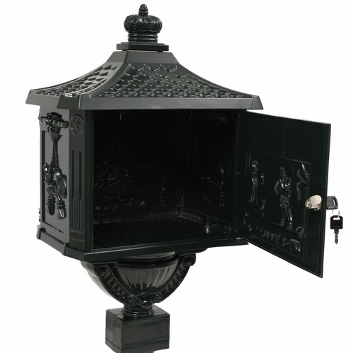 Pedestal Letterbox Aluminium Vintage Style Rustproof Green Q6A3 - Picture 9 of 12