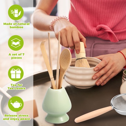8Pcs Matcha Whisk Set Bamboo Wood Japanese Matcha Tea Making Kit with elMlX - Picture 3 of 11