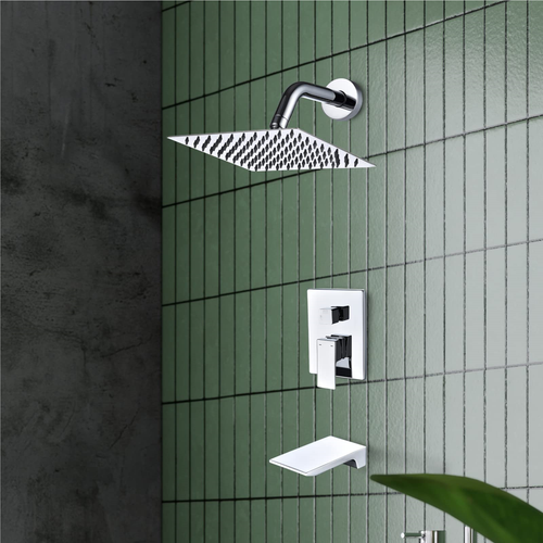 8" Rain Shower Head Tub and Shower Faucet System Polished Chrome Finish - Picture 3 of 8