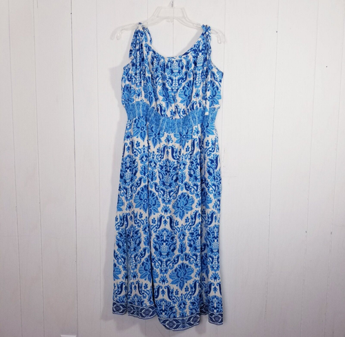 Plenty By Tracey Reese Anthropologie Maxikleid Damen Gr. XL Blau Barock Motiv - Bild 19 von 21