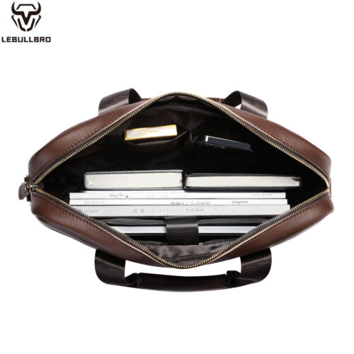 Borsa uomo LEBULLBRO vera pelle valigetta tracolla messenger lavoro laptop - Foto 12 di 16